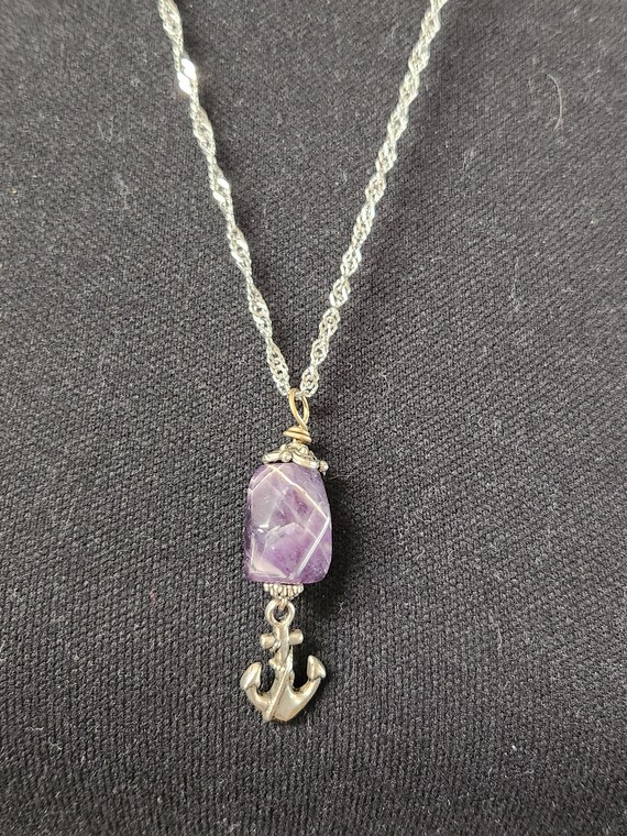 pendant necklace  amethyst  with anchor - image 8