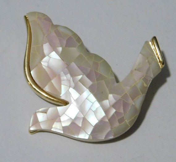 White dove signed LC in script Faux MOP on plasti… - image 2