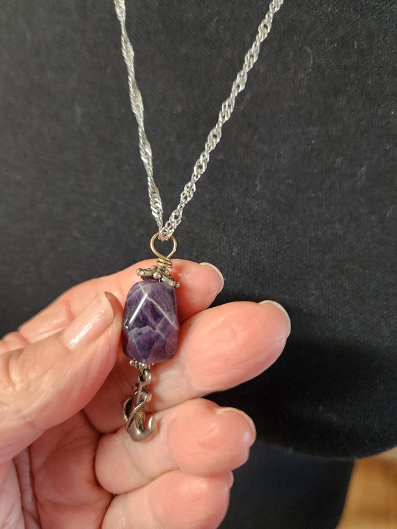 pendant necklace  amethyst  with anchor - image 5