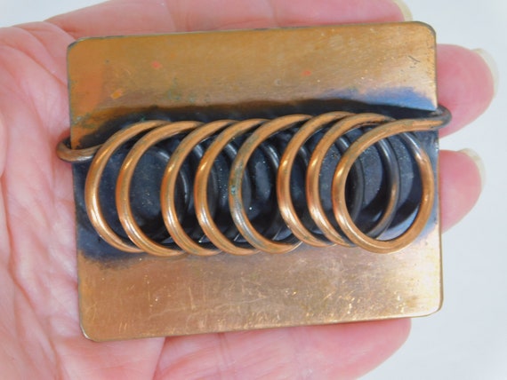 Rebaj copper brooch coiled wire on plate 1940 cop… - image 7