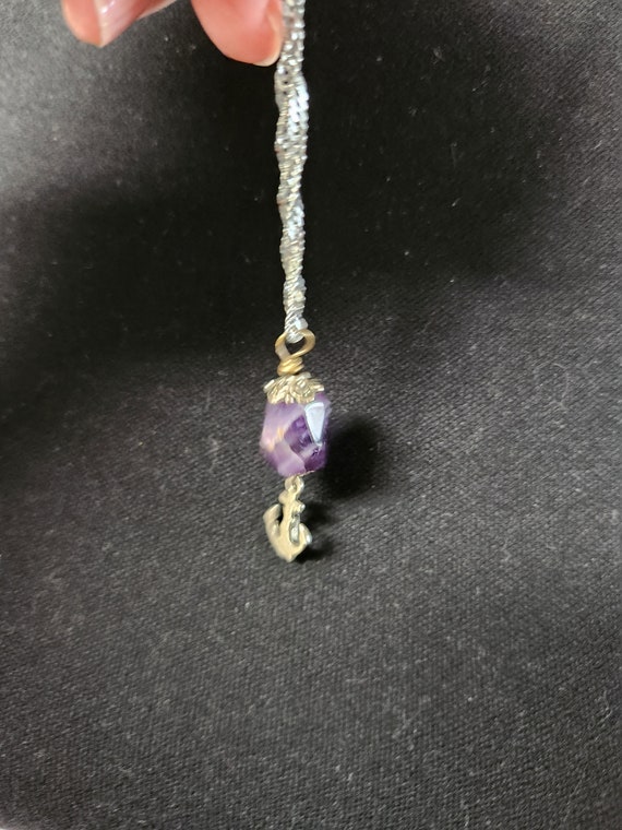 pendant necklace  amethyst  with anchor - image 1