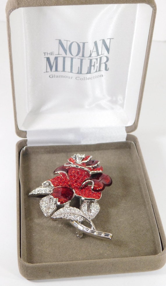 Red Rose brooch Nolan Miller Glamor Collection