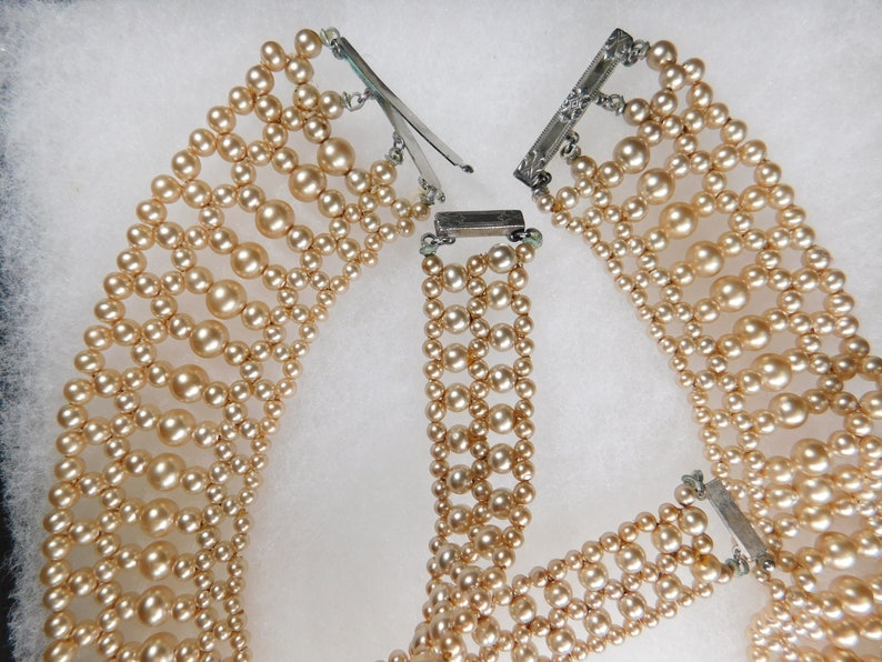 Antique faux pearl collar and Bracelet Art Deco sterling clasp