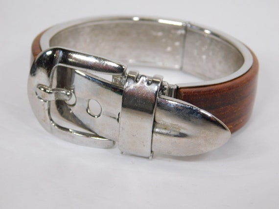 Bracelet in style of belt with buckle clasp silve… - image 1