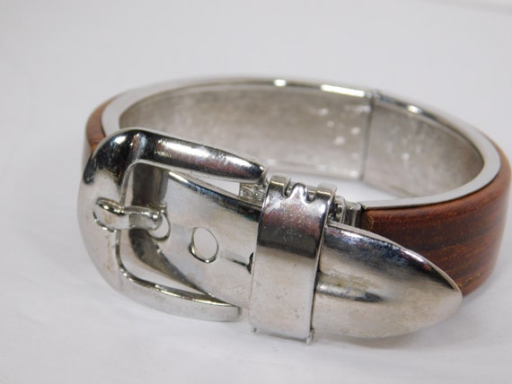 Bracelet in style of belt with buckle clasp silve… - image 7