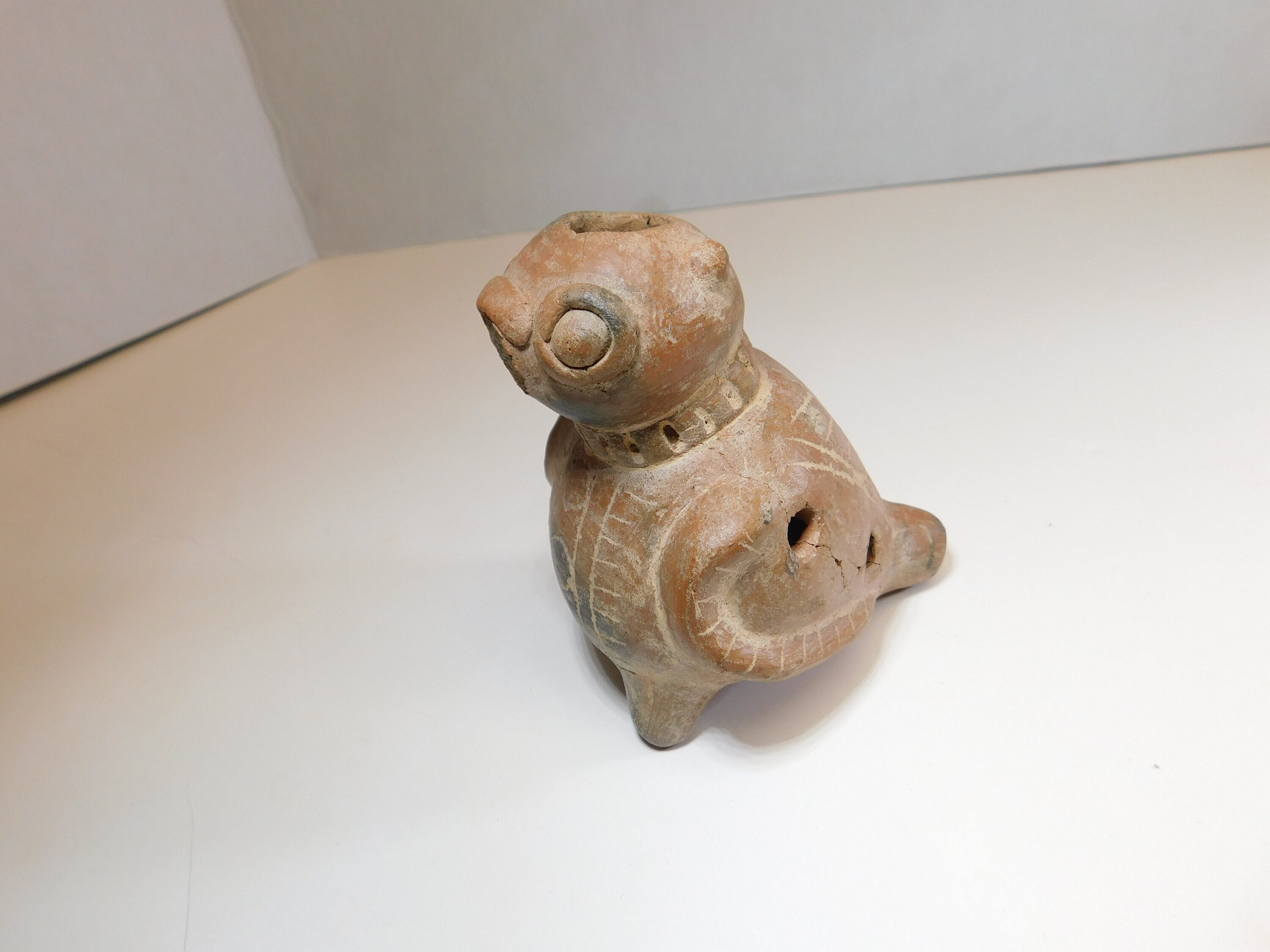 Pre-Hispanic Mictlantecuhtli Ceramic Ocarina Flute - Lord of the Underworld