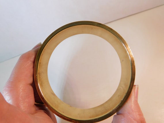 Wide Brass enameled bracelet inlayed colored ston… - image 7