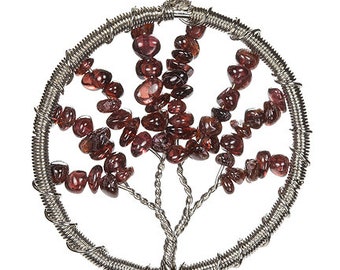 Wire-wrapped Garnet "Tree" Pendant