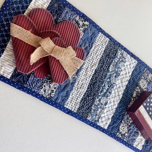 Blue & White Quilted Table Runner: Coastal Farmhouse Indigo Batik