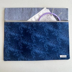 Handmade Cross Stitch Project Bag - Embroidery Organizer with Zipper – 13x15” Fabric Pouch