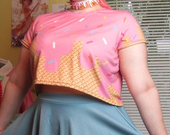 Strawberry Drippy Ice Cream crop top