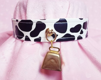Soft pleather cow chokers with bell | Custom printed | MULTI colors | Cow cosplay | Cute cow | Egirl | Cosplay choker | Cowbell