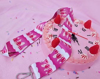 MISPRINT - Wide drippy strawberry cake lanyard