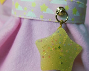 Pastel pink kawaii cloud sky choker w/ resin star pendant