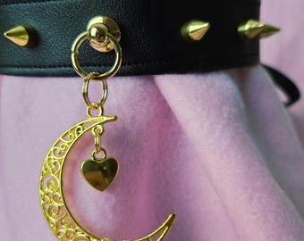 Black & gold celestial moon spiked choker