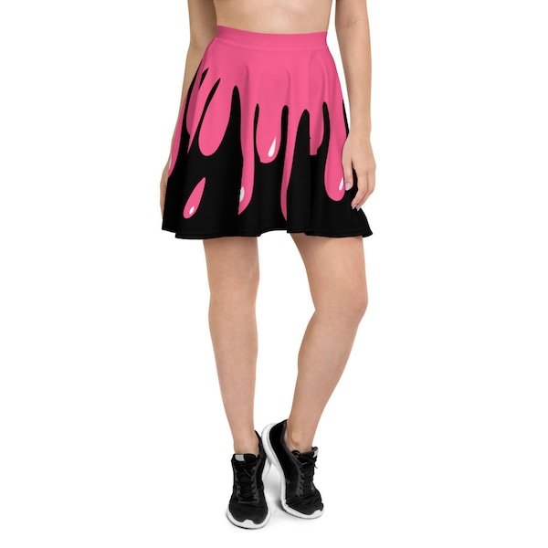 Hot Pink Bloody Drip Skater Skirt | Kawaii Skirt | Egirl | Cosplay | Goth | Punk