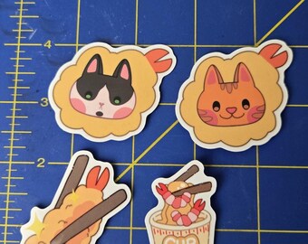 Shrimp-themed vinyl sticker set