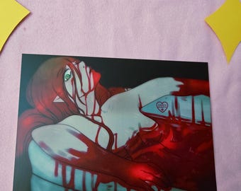 blood bath matte satin A5 original print