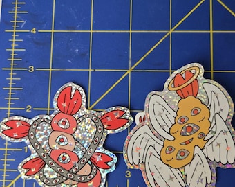 Biblically Accurate holographic glitter shrimp stickers