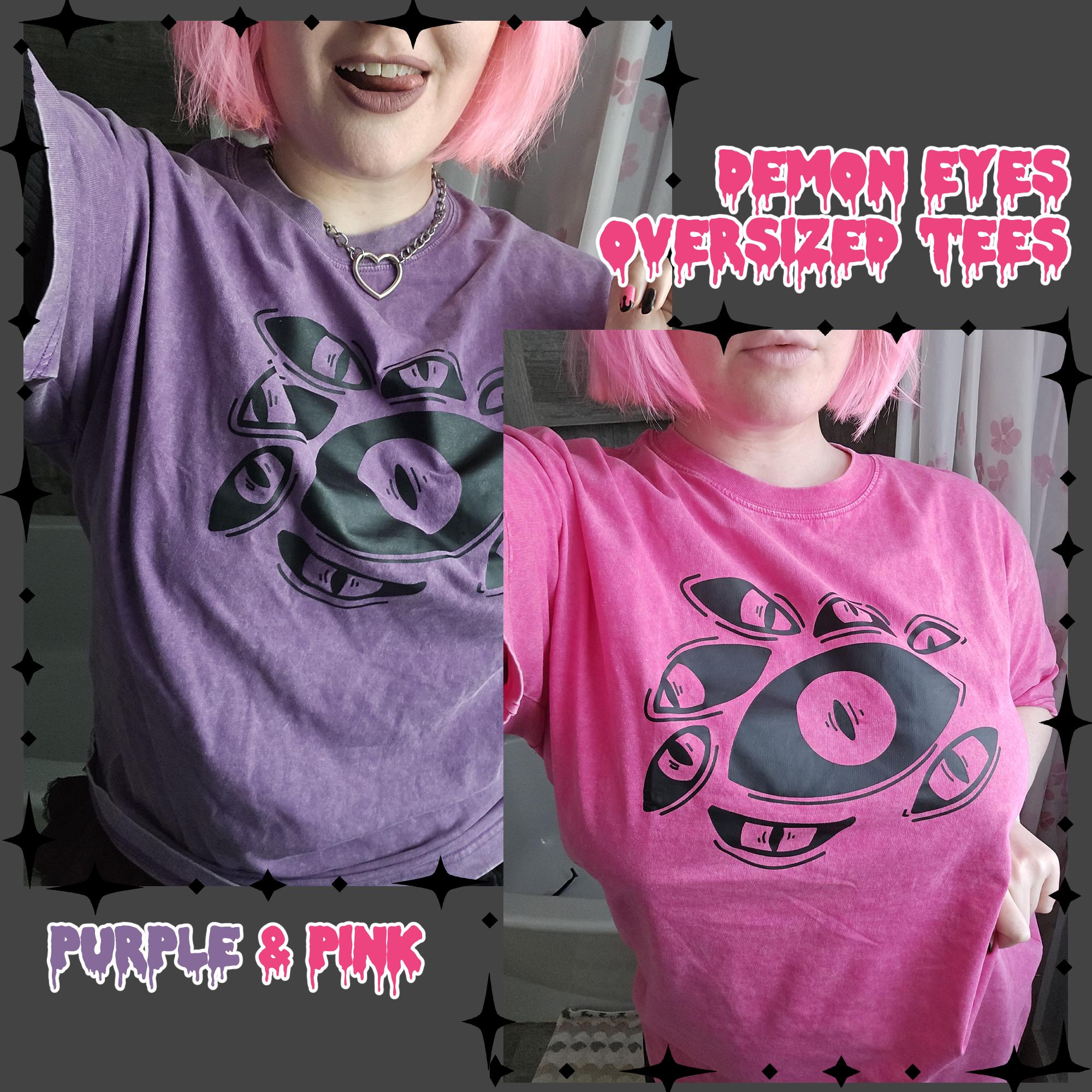 Demon Eyes Screen Printed Oversized Tees - Two colors
