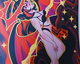 Red speared devil matte A5 print