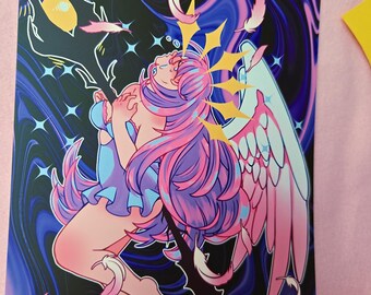 Purple speared angel matte A5 print
