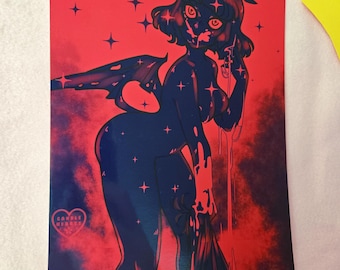 the hunt devil girl glossy A5 print