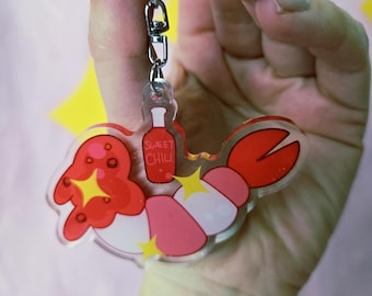 Cooked shrimp acrylic keychain