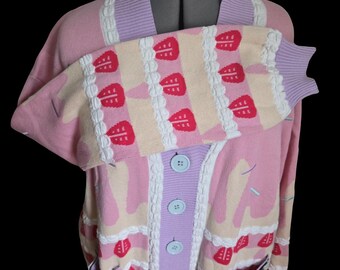 Strawberry Shortcake Cardigan - baggy & oversized, slouchy fit