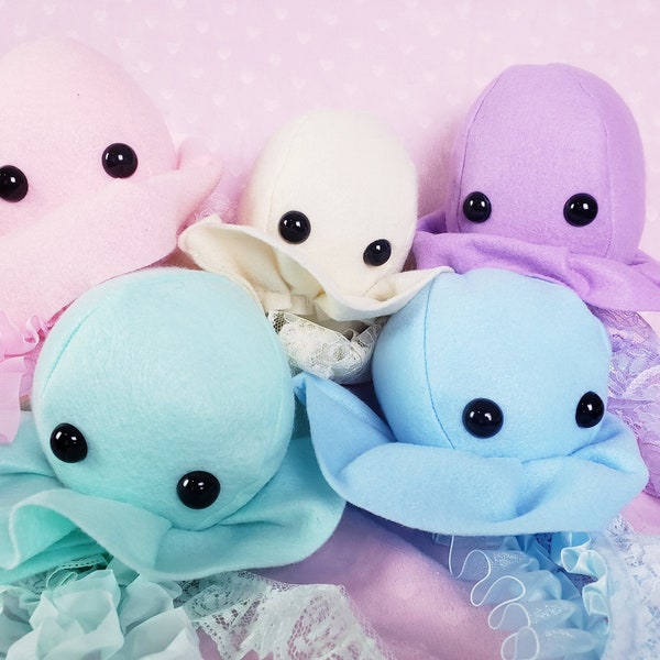 Kawaii pastel handmade jellyfish plush | SMALL or LARGE | recycled material | felt plushies | handmade plush | cute plush