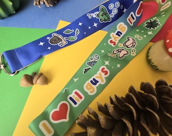 I Heart Lil Guys primary colors creature lanyard