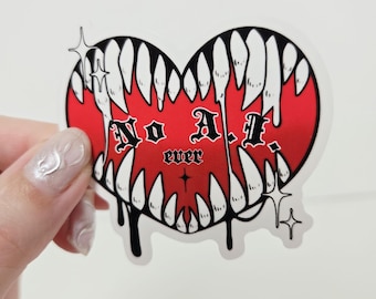 Anti AI heart teeth sticker