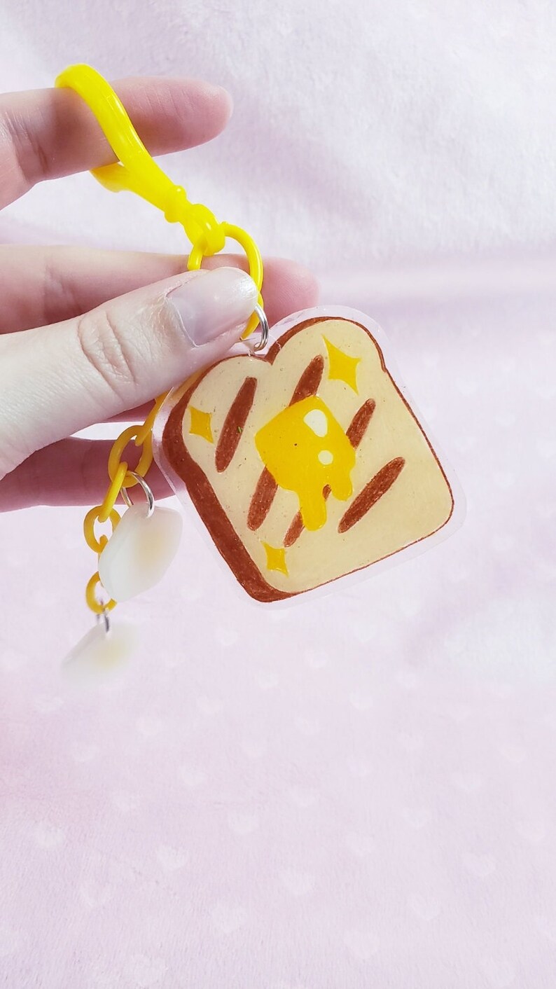 Kawaii Butter Toast & Eggs Keychains | Breakfast Keychains | Shrinky ...