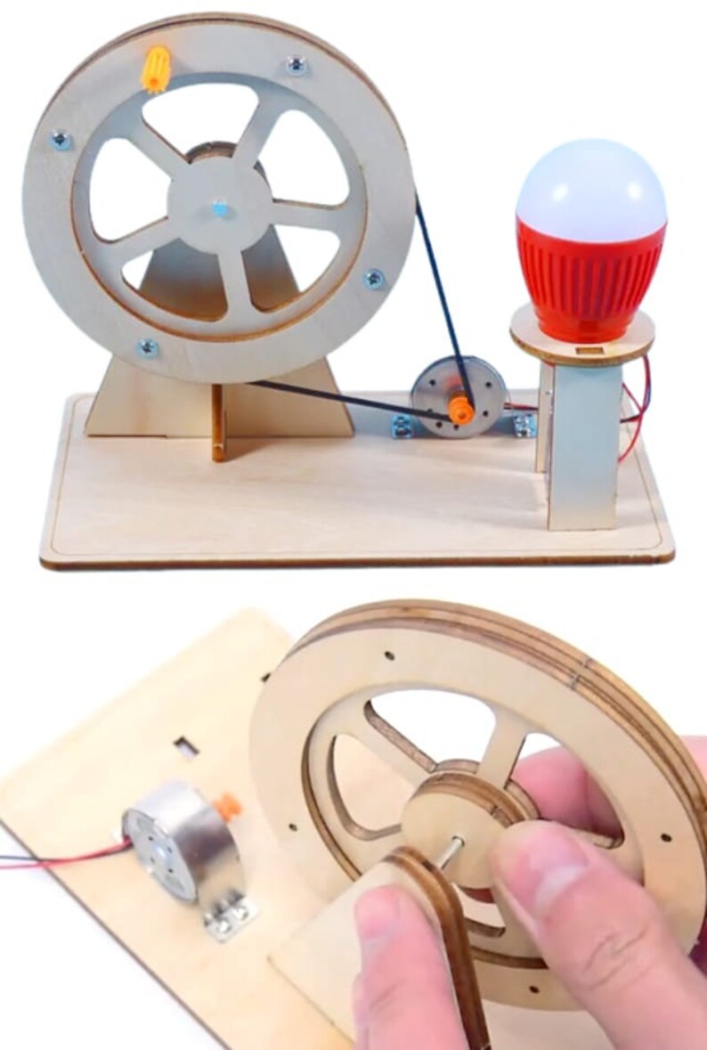 Hand Power Generator Kit : DIY 3D Wooden Electrical Machine image 3