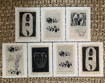Stampa su linoleum stampata a mano "Cider with Rosie" in edizione limitata: arte murale in formato A5