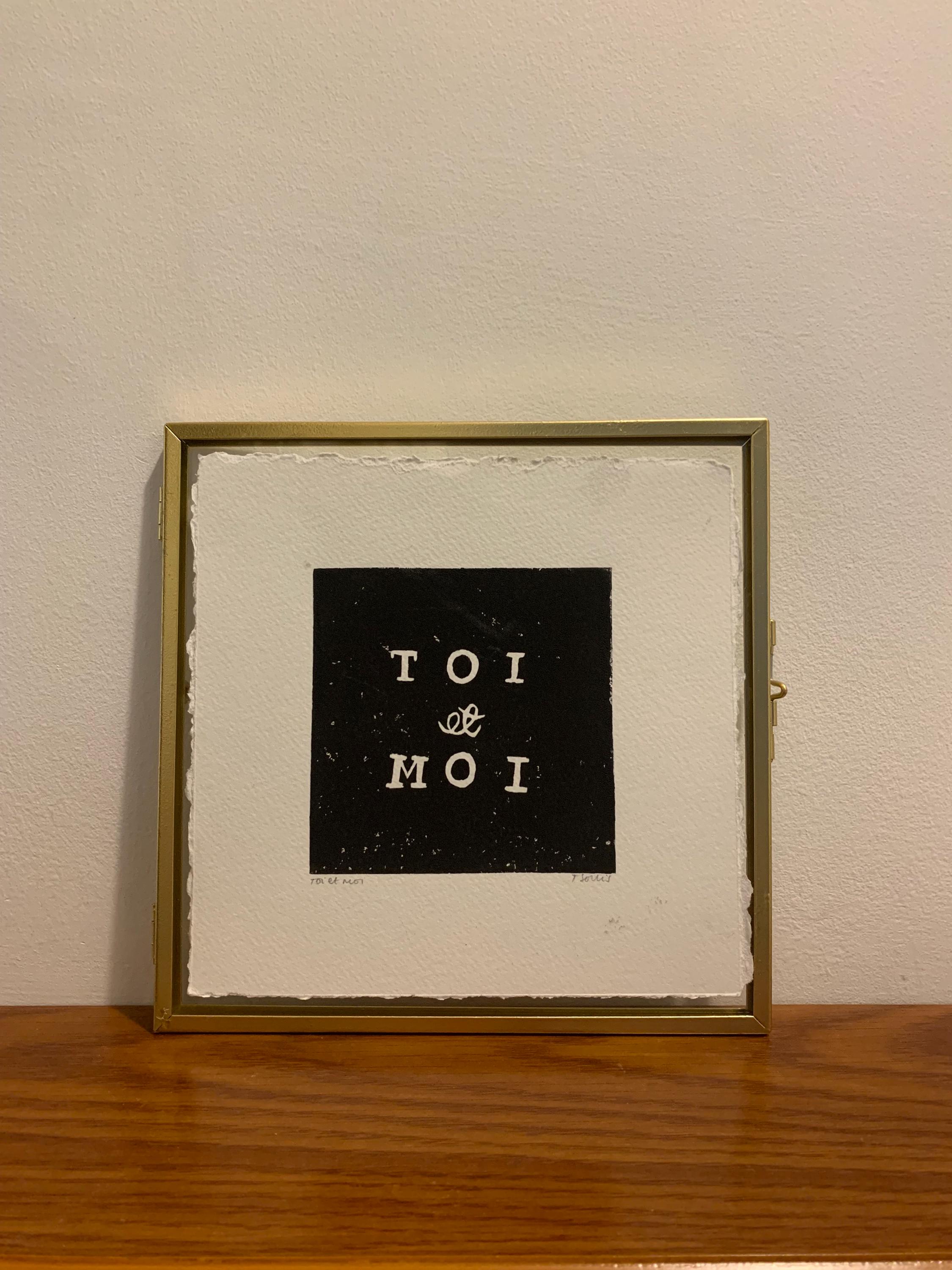 Toi et Moi Card (Handmade Lino Print for Valentine's Day, Anniversary, Couples, Weddings)