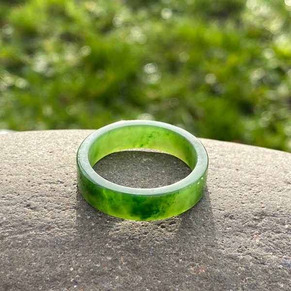 Large Jade Ring, 7mm Width Canadian Nephrite Jade Ring, Authentic Canada Nephrite Jade, Nephrite Jade Ring, Jade forever, Ships from Canada