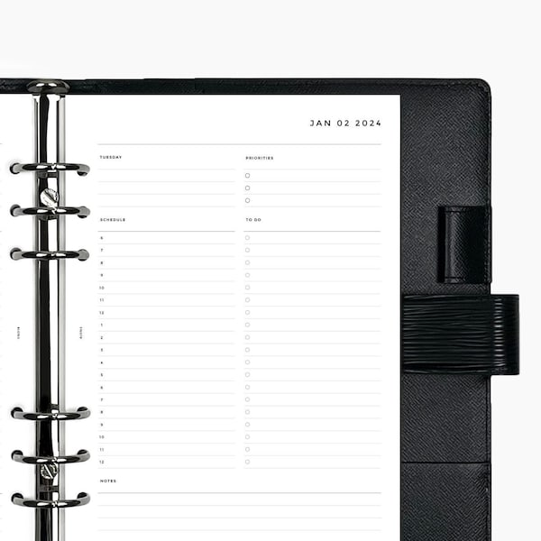 Dated 2024 Daily Planner  - PRINTED Planner Inserts & Agenda Refill - Day On One Page Planner - Pocket, Personal, A5