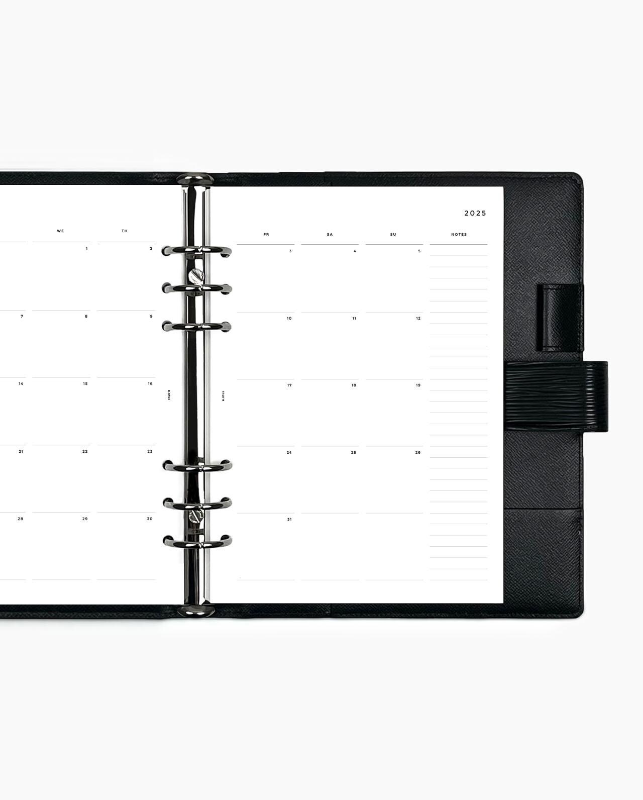 2025 Monthly Planner  Inserts - PRINTED Planner Inserts & Agenda Refill - Month on 4 Pages - A5, Personal, Pocket, Half Letter