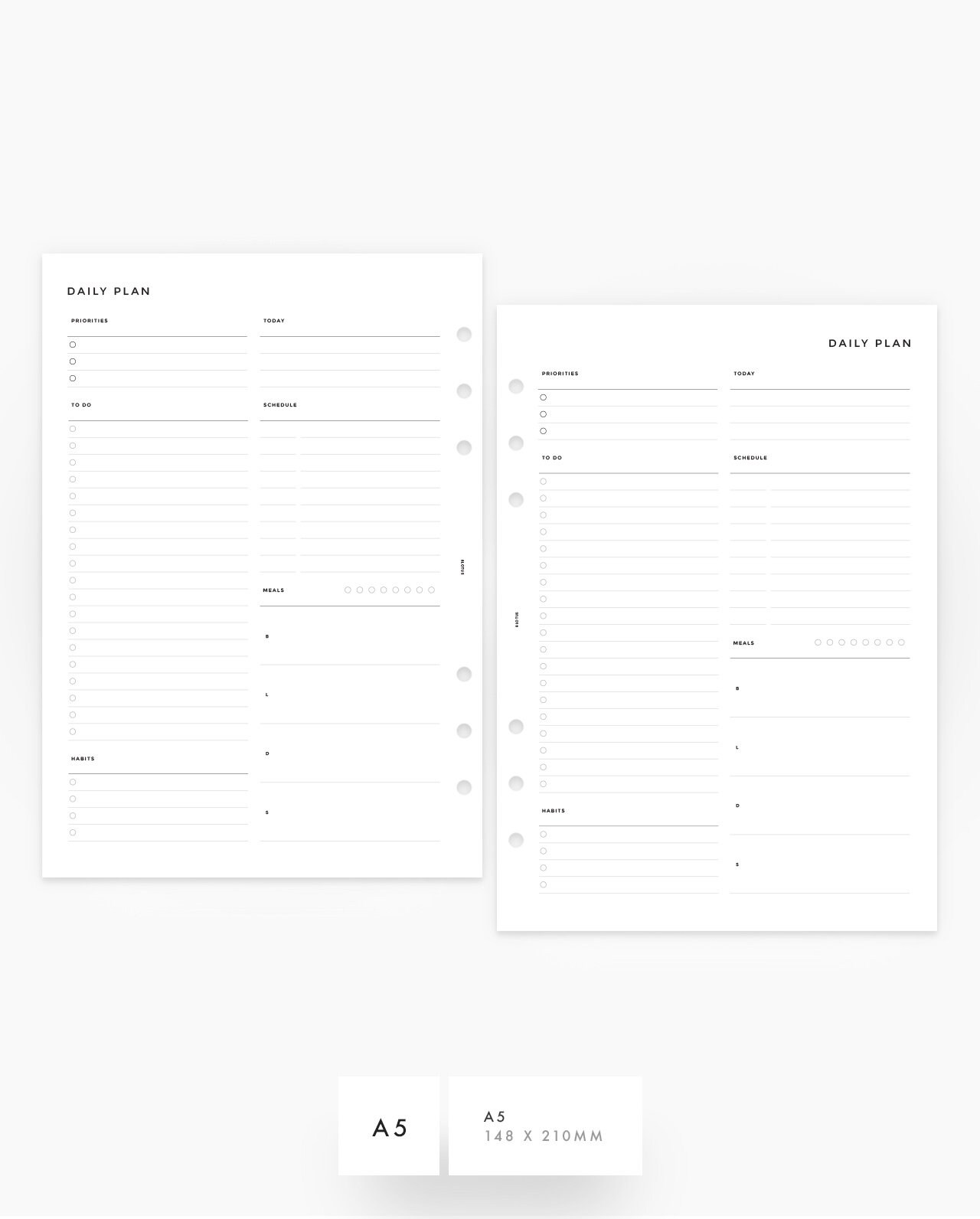Daily Planner - PRINTED Planner Inserts & Agenda Refill - Personal, A5 ...