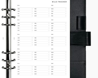 PRINTED Variable Bills Tracker Personal Planner Inserts & Agenda Refill, LV Agenda , Filofax - A5, Personal, Pocket, Half Letter