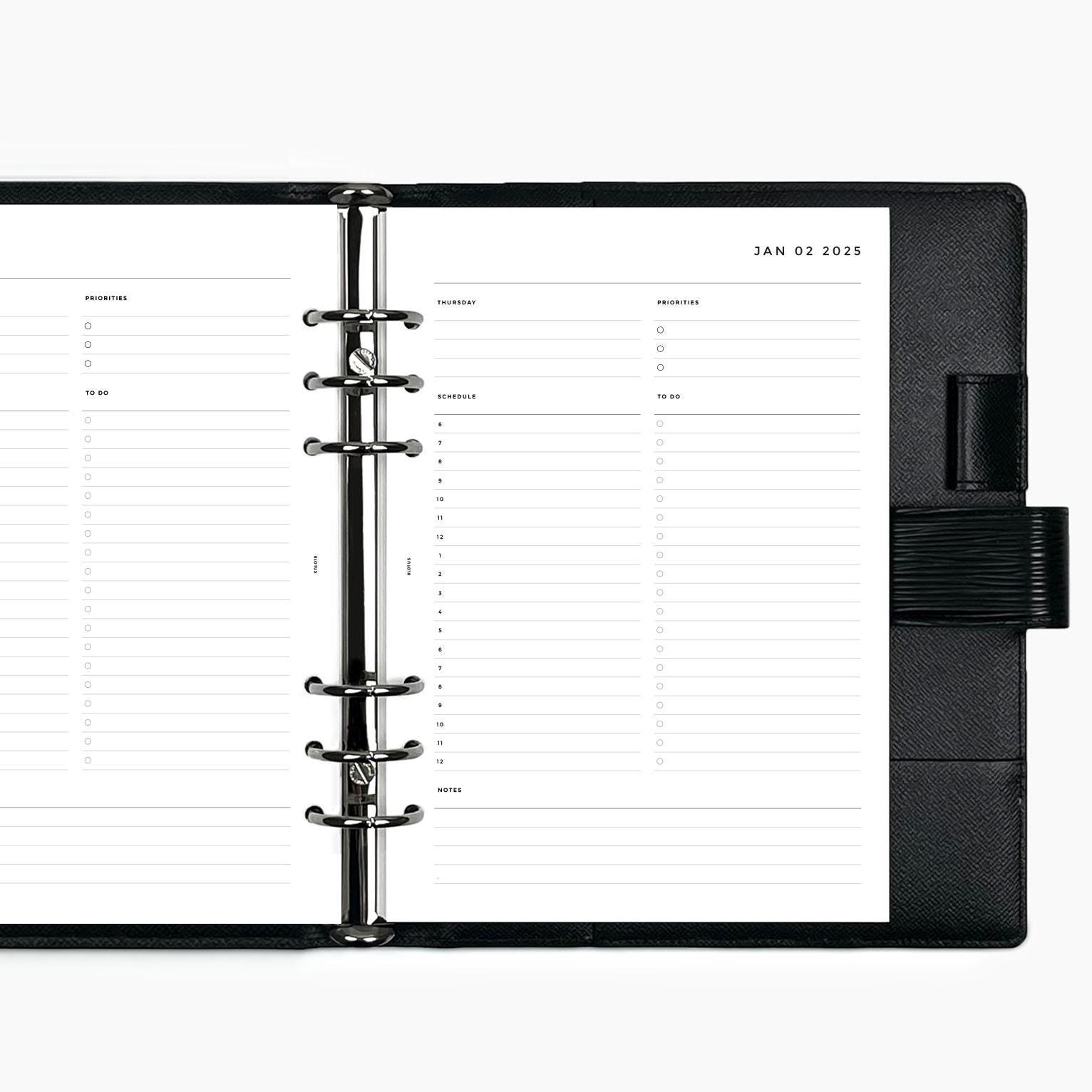 2025 Daily Planner - Hourly - PRINTED Planner Inserts & Agenda Refill - Day On One Page Planner - Pocket, Personal, A5, Half Letter