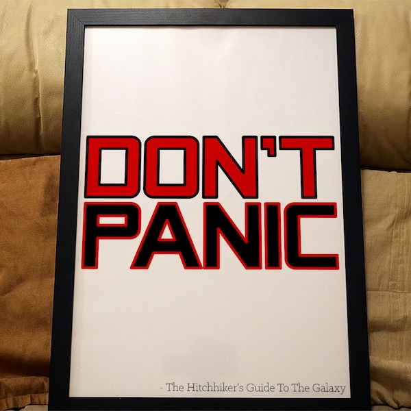 Hitchhiker's Guide To The Galaxy "Don't Panic" Physical Print Poster -  Unframed