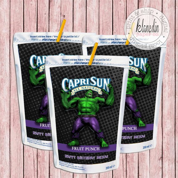 Incredible Hulk Caprisun Label Hulk Labels Incredible Hulk Etsy