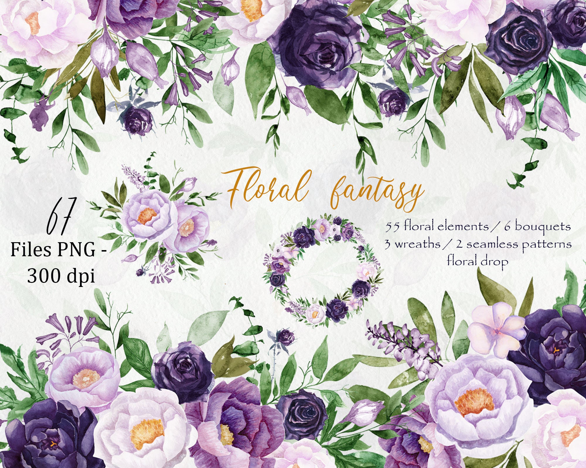 Watercolor Flowers Png - Etsy