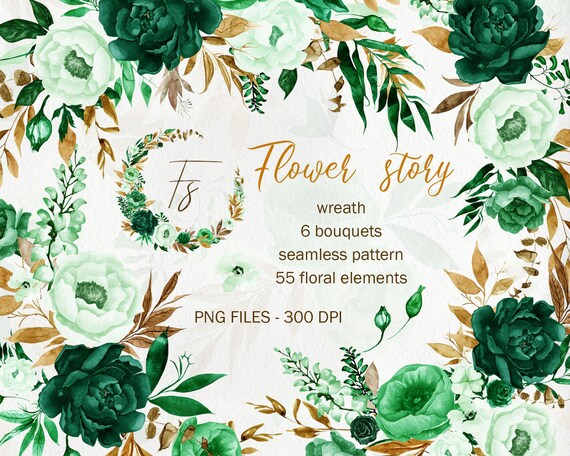 Clipart de flores de menta y esmeralda descarga digital - Etsy España Clipart de flores de menta y esmeralda descarga digital - Etsy España