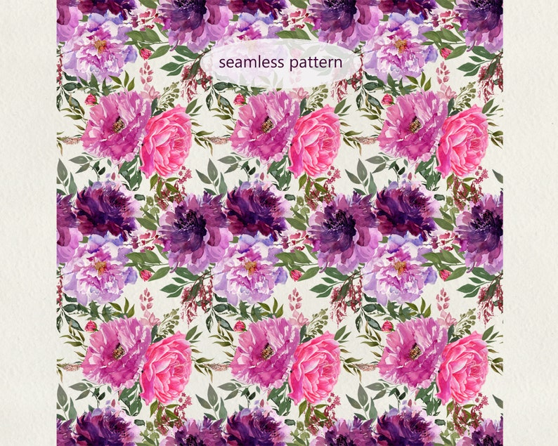 Purple floral clipart Clipart Clipart invitation Floral watercolor Bouquet clipart Pink flower clipart Watercolor clipart