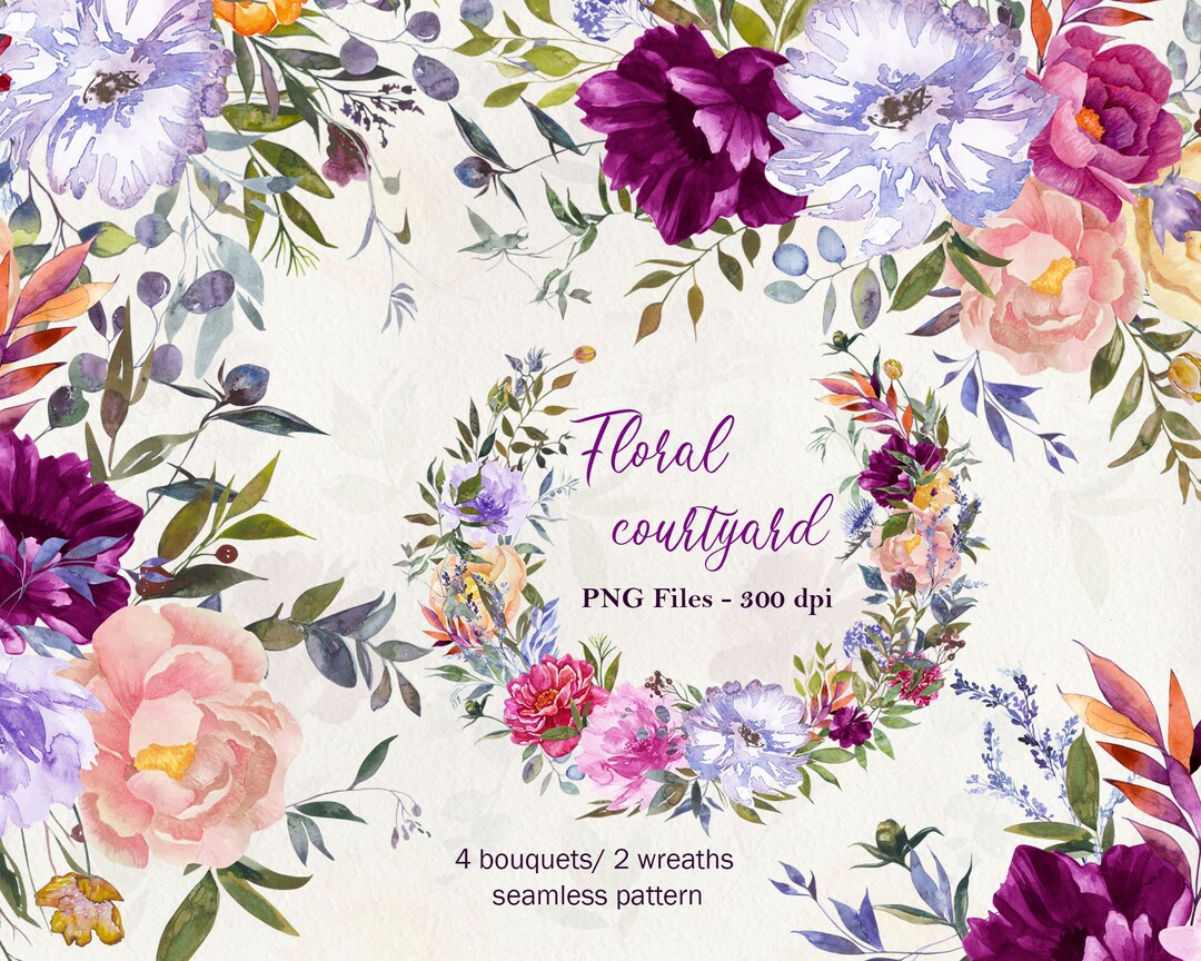 Flower Clipart Watercolor Flowers Flower Png Seamless - Etsy