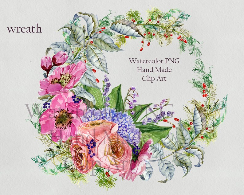 Floral clip art rose clipart watercolor Invitation clipart | Etsy