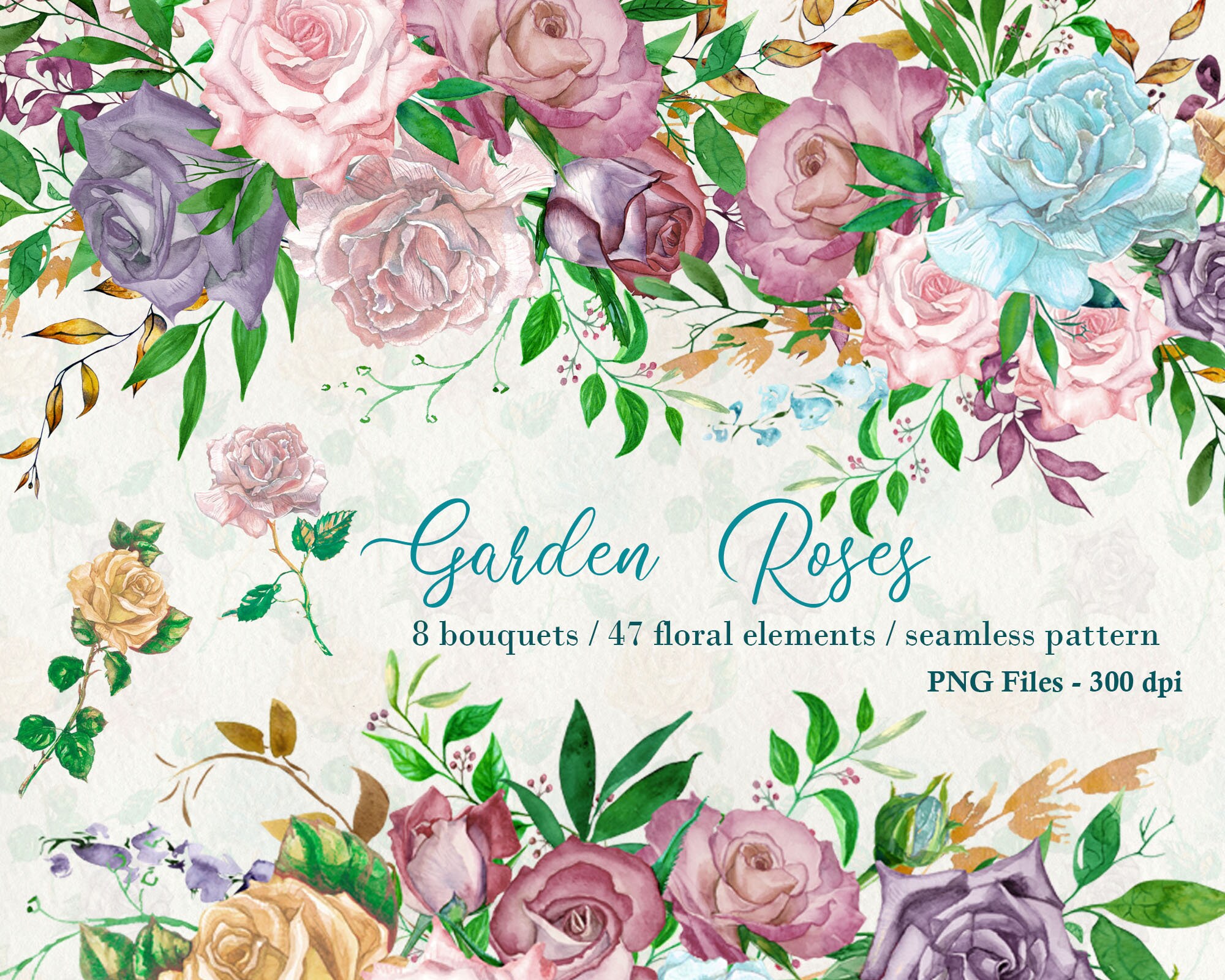 Flower clipart png Floral clipart Botanical clipart Purple | Etsy